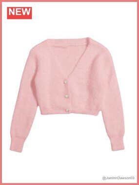 Fuzzy Faux Fur Cropped Cardigan Sweater Open Front V-Neck
